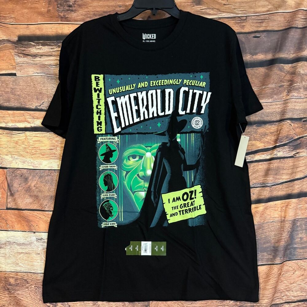 WICKED T-Shirt Men's Black XL Emerald City Wizard of Oz Graphic Cotton Blend